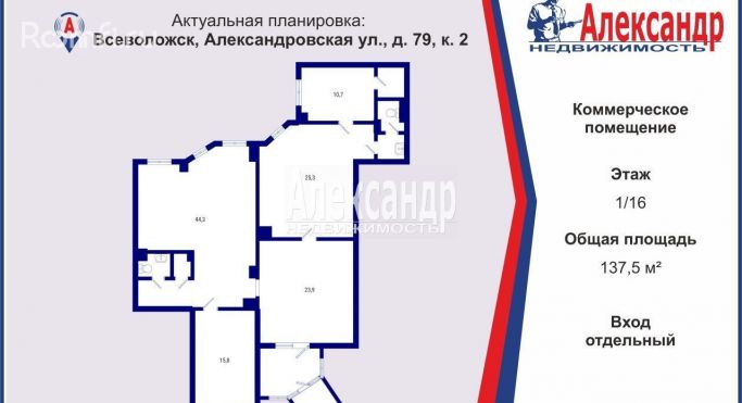 Аренда офиса 137.5 м², Александровская улица - фото 2